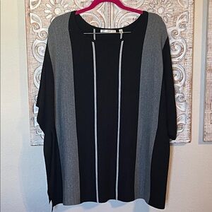 Cyrus Black and Gray Vertical Stripe poncho